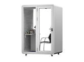 Homelements 1 Person 1.5x1.3x2.3m White & Black Metal Plate Model Mobile Soundproof Room Home Live Broadcast Room Singing Cabin Recording Studio Indoor Telephone Booth Piano Sleeping Soundproof Silent Cabin
